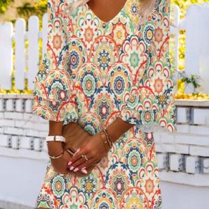 Women's Casual V Neck Ethnic SKU175852573342379335