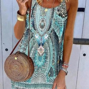 Sleeveless A-Line Tribal Weaving Dress SKU175852573399833915