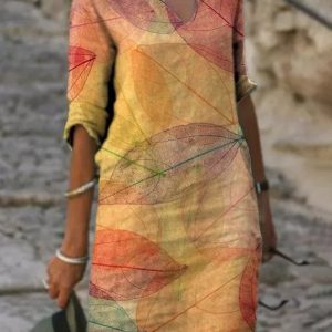 Women Vintage Casual Half Sleeve V SKU175852573378070394