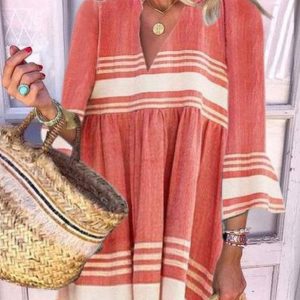 3/4 Sleeve Cotton-Blend V Neck SKU175852573347482372