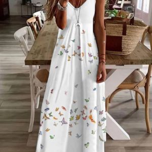 Casual Butterfly Sleeveless V Neck SKU175852573396724981